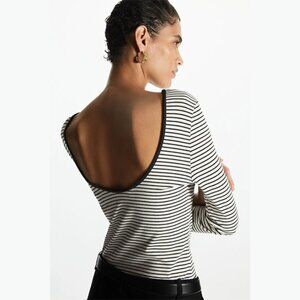 COS STRIPED SCOOP BACK TOP SIZE M